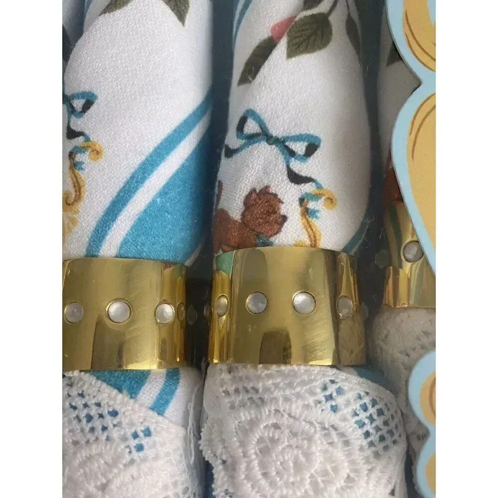 Set Of 4 Disney X Ann Shen Aristocats Fabric Napkins With Rings‎ New In Box